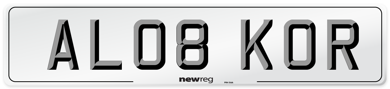 AL08 KOR Number Plate from New Reg